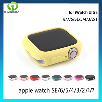 BassPal ซิลิโคนนุ่มเคสสำหรับ Apple Watch Series 8 7 41มม.45มม.49มม.ด้านหลังเคส TPU ปกป้องหน้าจอสำหรับ I Watch Series 6/SE/5/4/3/2/1 Edition 44มม.40มม.38มม.42มม.