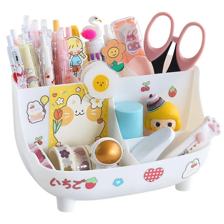 creative-pen-organizer-girls-desk-accessories-cartoon-pencil-holder-cute-desk-organizer-kawaii-pen-holder