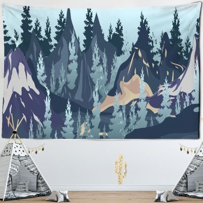 Simplicity Style Tapestry Nordic Wall Hanging For Living Room Bohemian Plant Print Fabric Hanging Painting Decor