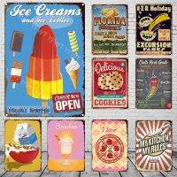 Retro Snack Shop Pizza Ice Cream Chili Cuisine Plaque VintageTin Sign Retro Metal Sign DecorativePlaqueWall Decor Bar Restaurant