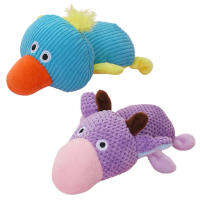 Brinquedo Engraçado Do Animal De Estimação Pato &amp; Forma De Vaca Corduroy Mastigar Brinquedo Para Cães Filhote De Cachorro Squeaker Squeaker Pelúcia Molar Brinquedo Do Cão De Treinamento Do Animal De Estimação Acessórios Do Cão