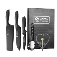 Asakh Japan TD-16 5PCS Professional Black Knife Setชุดมีดญี่ปุ่นสีดำ 5ชิ้นเคลือบเทปล่อน ไร้สนิม คมกริบ สำหรับเชฟมืออาชีพ