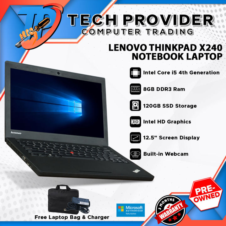 LENOVO THINKPAD X240 LAPTOP | Intel Core i5 4th Gen, 4GB/8GB DDR3, SSD, Built-in webcam | Preloved | Lazada PH