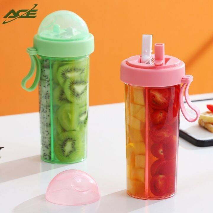 Portable Juice Cup Double Drinking Water Bottle With Straw | Lazada PH