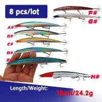 Lot de 8 leurres de pêche au vairon 18cm 24g wobJeff flottant 3D Swimbait Isca appât dur Élcrankbait basse carpe Pesca Tackle