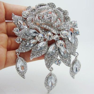 【CW】 Exquisite Fashion Transparent Floral Brooch Prom Wedding Accessories