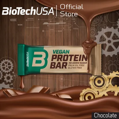 BioTechUSA Vegan Protein Bar Chocolate 50g/Bar (วีแกนโปรตีนบาร์ รสช็อกโกแลต 50กรัม/แท่ง)โปรตีนจากข้าว ถั่วลันเตา มังสวิรัติ plant based