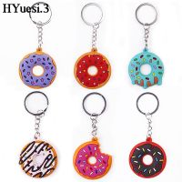 Cute 3D Simulation Donut Keychain Girls Sweet Cake Dessert Pendant With Key Rings For Kids Backpack Decor Party Gifts