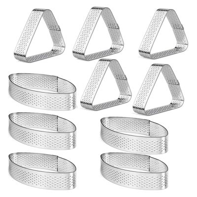 Boat Shape &amp; Triple-Cornered Stainless Steel Tart Ring Tower Cake Mould Baking Tools Perforated Cake Mousse Ring