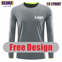 bjh∋❅✙  ELIKE Sleeve Quick-Drying T Shirt Logo Print Design Company Embroidery 8 Round Neck