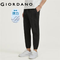 GIORDANO Men Pants Elastic Waist Stretch Cuffed Pants Fashion Bright Line Ankle Length Comfort Relaxed Casual Pants 18123903