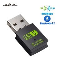 JCKEL การ์ดเครือข่าย USB ดองเกิล WIFI ความถี่คู่ไดรเวอร์ฟรีสำหรับพีซีการ์ดเครือข่ายไร้สาย LAN ตัวแปลงบลูทูธไวไฟ USB