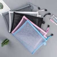 1Pcs A4 Mesh Zipper Pouch Clear Document Bag Book File Folders Stationery Pencil Case Storage Bags
