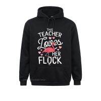 This Teacher Loves Her Flock Flamingo Teacher Class Gift T-Shirt Sweatshirts Long Sleeve Personalized Men Hoodies Clothes Summer Size Xxs-4Xl