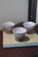 แก้วชา Hagi Ware  Tea Cup Potterry Japanese Hagi Ware  (เหมา 3 ใบ) ของแท้ เนื้อดี มีตรา