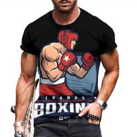 Boxer Shirt Mens T-shirt Boxing Print Tees Casual Short Sleeve Sweatshirt Summer Oversized Clothes 2023 Neck Loose Streetwear