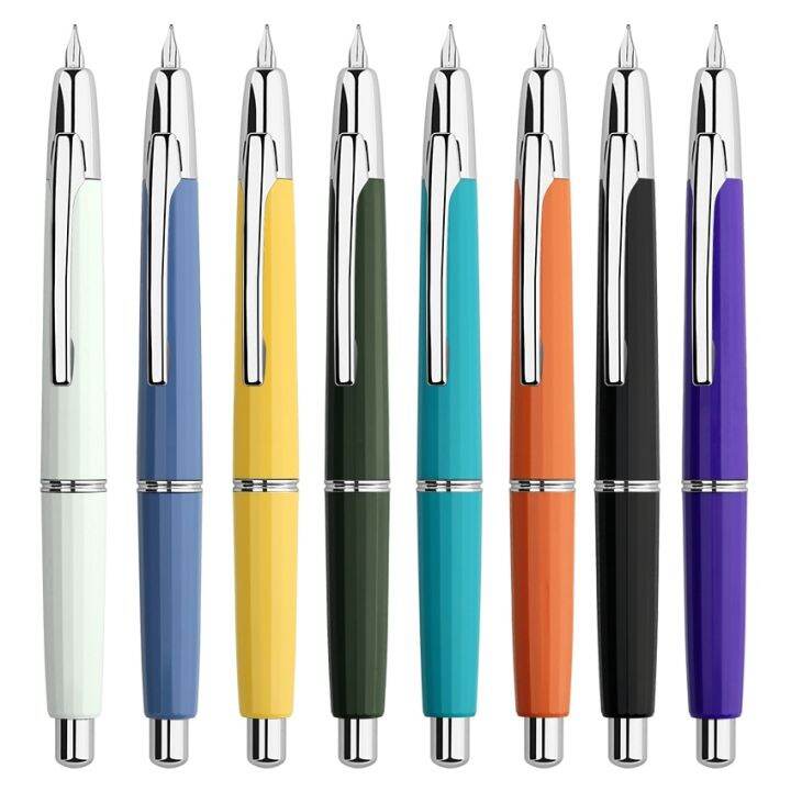 Levin Fine Nib 0.5mm JINHAO 20 Press Fountain Pen, Retractable Capless Resin Pen With Ink Converter (Transparent Black Black Clip