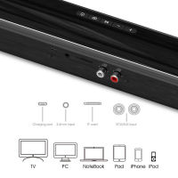 40W Soundbar แบบมีสายและไร้สาย Bluetooth Home Surround SoundBar สำหรับ PC โรงละครทีวีลำโพงพร้อมวิทยุ FM Music Center Column