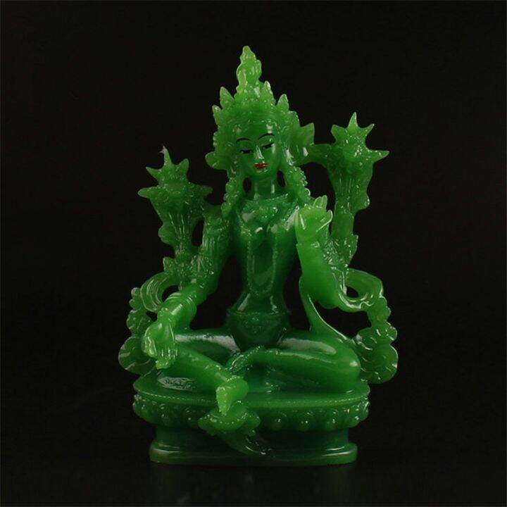 21-green-tara-figure-imitate-jade-resin-13cm-buddhist-bodhisattva-tibetan-supplies-tailsmen-putting-decorate-buddha-statue