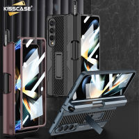 กรอบ KISSCASE เคสสำหรับ Samsung Galaxy Z Fold 4 5G ที่วางปากกาขาตั้งแบบแข็งเคสพร้อมฟิล์มป้องกันหน้าจอบานพับแม่เหล็กสำหรับ SAM Z Fold 4 Fold 4