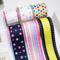 DIY Cartoon Dots And Stars Gradient Color Printed Grosgrain Ribbon For Craft Supplies Sewing Accessories 5 Yards. 43564 Gift Wrapping  Bags