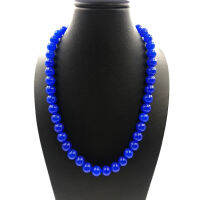 Natural Dark blue Chalcedony Stone Round Beaded Necklace Available in 8 mm 10 mm Necklace for men and women