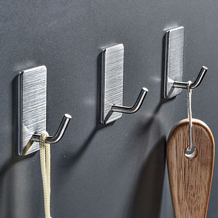 stainless-steel-wall-hook-self-adhesive-sticky-kitchen-home-bathroom-bath-ball-key-bag-coat-hanger-storage-hanging-holder-rack