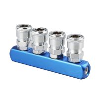 Pneumatic Distributor Manifold Multi Splitter Coupler Pneumatic Distributor 4 Way Air Hose Quick Connect Coupling Tool 1/4 Bsp Thread