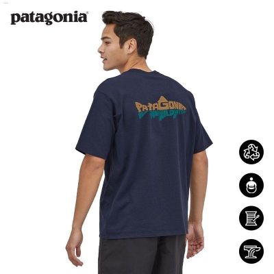 Patagonia เสื้อยืดแฟชั่นพิมพ์ลายผ้าฝ้ายแบบใหม่สำหรับฤดูร้อนสไตล์สำหรับทั้งหญิงและชายในระดับสากล
