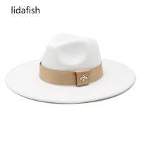 lidafish Womens Hat Big Brim 9.5cm Felt Fedoras Hats French Vintage Banquet Elegant Jazz Wedding Cap New Sombreros De Mujer