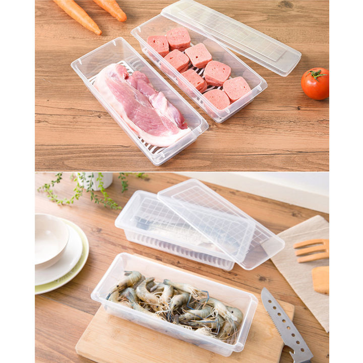 กล่องเก็บปลา-กล่องเก็บเนื้อสัตว์-กล่องถนอมอาหารในตู้เย็น-เก็บผัก-มีฝาปิด