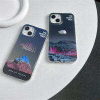 เคสโทรศัพท์ IMD แบรนด์ใหญ่สำหรับ IPhone 11 12 13 14 Pro Max เคสโทรศัพท์แฟชั่นสีแดงสีน้ำเงินยอดเขา North Face