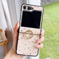 เคสสำหรับ Galaxy หนัง PU หัวใจสุดหรูพับได้ Z Flip 5 5G Z Flip 4 Z Flip 4 Flip5 4 3กันกระแทกพร้อมห่วงเข็มขัด Covedhfdh