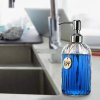 Glass Soap Dispenser with Rust Proof Stainless Steel Pump Refillable Liquid Hand Soap Dispenser for Bathroom Kitchen Soap Disp