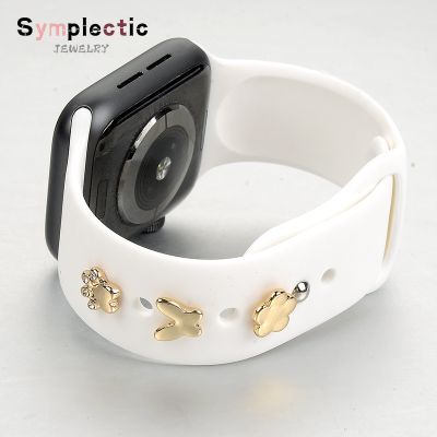 lipika Symplectic Strap Decoration for Apple Watch Band Silicone Bracelet Metal Paw Decorative Nails for iwatch Sport Strap Accessorie