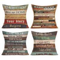 【CW】∋◈✧  nostalgic style text printed linen pillowcase living room cushion cover home decoration  throw pillows 40x40