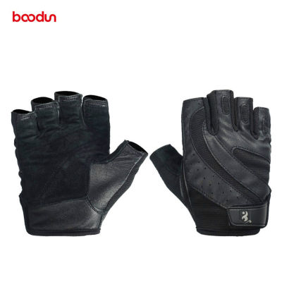 Boodun Genuine Leather Gym Gloves Men Women Breathable Crossfit Fitness Gloves Dumbbell Barbell Weight Lifting Sports Equipment