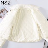 NSZ Womens Oversize Quilted Coat Lightweight Padded Jacket Winter Large Size Long Sleeve Ladies Casual Parka Quilting Outerwear