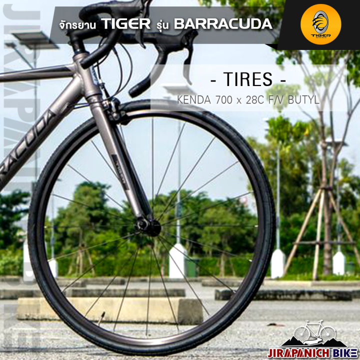 จักรยานเสือหมอบทรงแอโร-tiger-รุ่น-barracuda-ตัวถังอัลลอยด์ซ่อนสาย-น้ำหนักรวม-10-25-kg-เกียร์มือตบ-18-สปีด