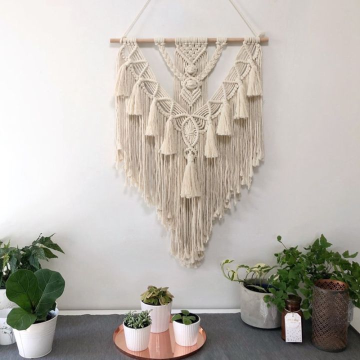 patimate-macrame-แขวนผ้าม่านติดผนังผ้าฝ้ายโบฮีเมียนตกแต่งผนังตกแต่งบ้านสวยงามทอด้วยมือ55x70cm-ของขวัญ