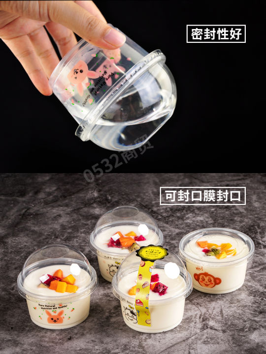 pudding-cup-double-layer-milk-custard-cup-high-temperature-resistant-plastic-mousse-with-lid-thickened-cartoon-jelly-bowl-yogurt-box