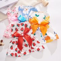 Bow Skirt Pet Apparel Dog Cat Dress Puppy Skirt Dog Clothes For Small Dogs Princess Style Universal Floral Sleeveless Skirts Dresses