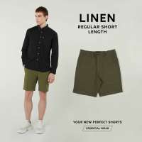 TWENTYSECOND กางเกงขาสั้น เอวยางยืด ความยาวปกติ รุ่น Linen - สีเขียว / Linen Regular Shorts - Olive