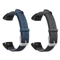 （A New Well Sell ） Denim Pattern Genuine Leather Watchband Wrist Strap Replacement for Huawei Honor Band 5/4 Bracelet Accessories