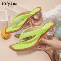 Eilyken รองเท้าแตะแบบหนีบหัวสี่เหลี่ยม,รองเท้าแตะลูกบอลใสคริสตัลส้นเตี้ยรองเท้าแตะผู้หญิงใสรองเท้าแตะดีไซน์แฟชั่นสีเขียวขนาด43