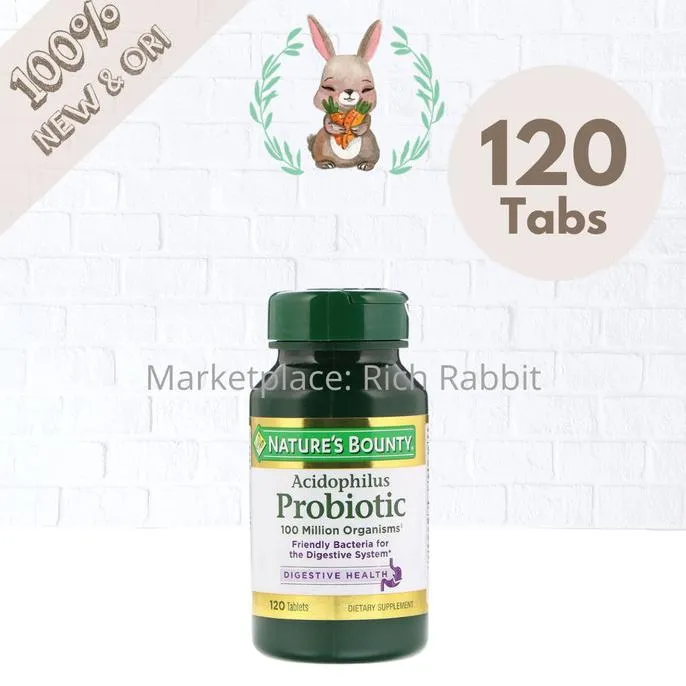 Nature's Bounty Acidophilus Probiotic Pencernaan Probiotik Vitamin 120 ...