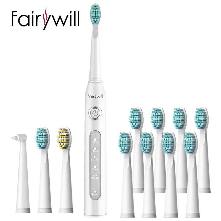 fairywill-หัวเปลี่ยนแปรงฟันอิเล็กทรอนิกส์แบบกันน้ำชาร์จไฟได้ผ่าน-usb-fw-507แปรงสีฟันไฟฟ้าโซนิค
