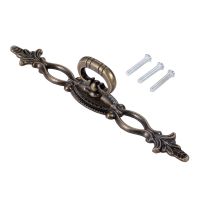 【LZ】✇❀☫  Vintage Lace Work Handle Antique Bronze Flower Pull Furniture Alloy Ring Knob W/screw Hollow Decor Drawer Door Cabinet Old Style