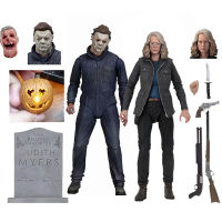 NECA รูปฮาโลวีน Ultimate Laurie Strode Michael Myers ฟักทอง LED Light PVC Action Figure ของเล่น Joint Movable ตุ๊กตา