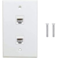 2 Port Ethernet Wall Plate, Cat6 Female to Female Wall Jack RJ45 Inline Coupler Wall Outlet, White